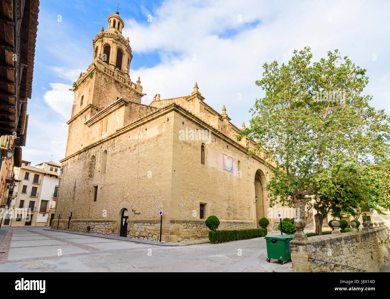 The 17th century former collegiate of Santa María la Mayor in the old town of Rubielos de Mora in the Gúdar-Javalambre region, Teruel, Aragon, Spain Stock Photo