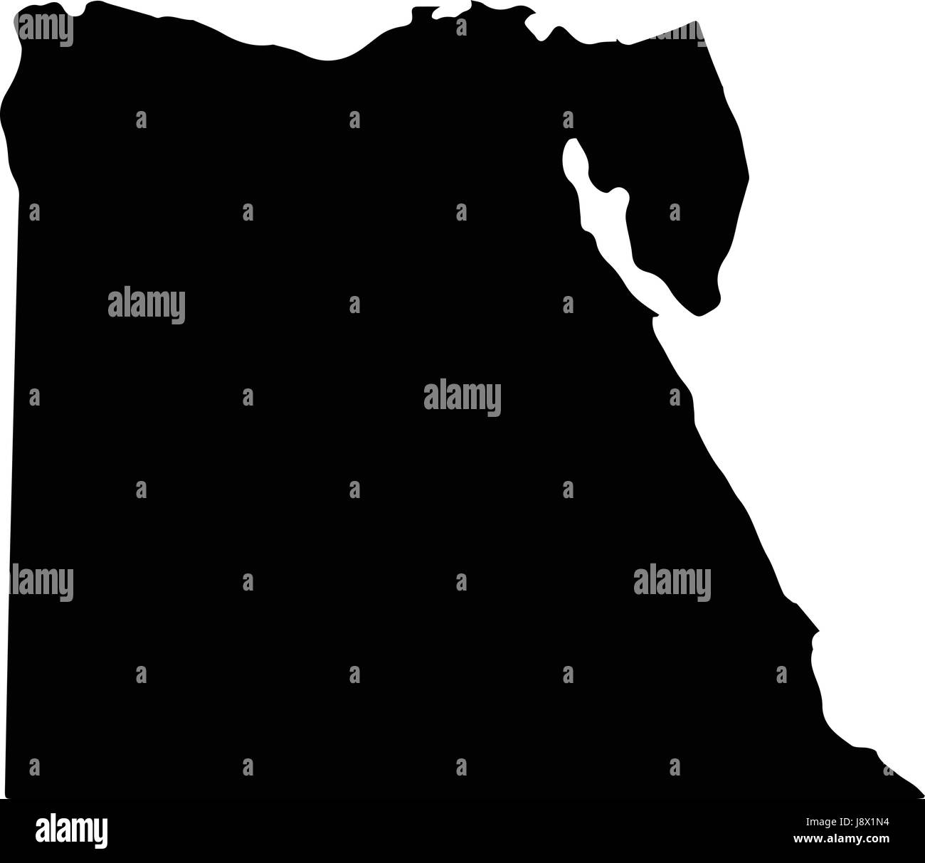 Vector map Egypt. Isolated vector Illustration. Black on White background. EPS 8 Illustration. Stock Vector