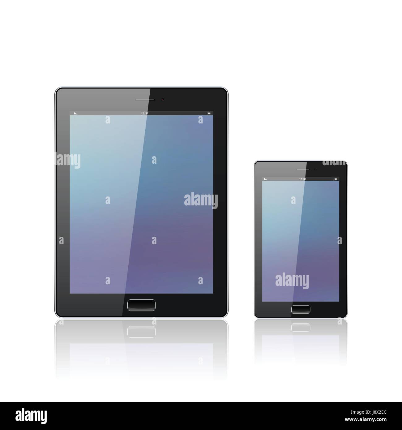 Modern digital tablet PC with mobile smartphone isolated on the white ...