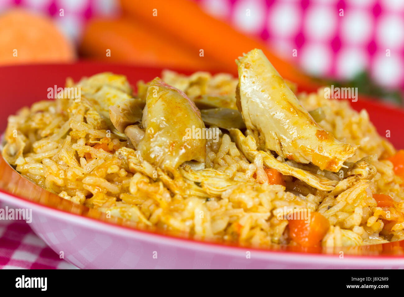 pilaf risotto with meat and curry Stock Photo Alamy