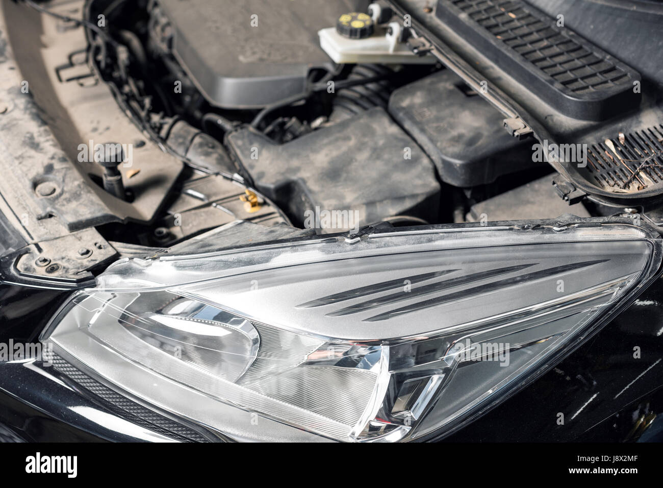 picture of what the car under the hood. Engine, expansion tanks for