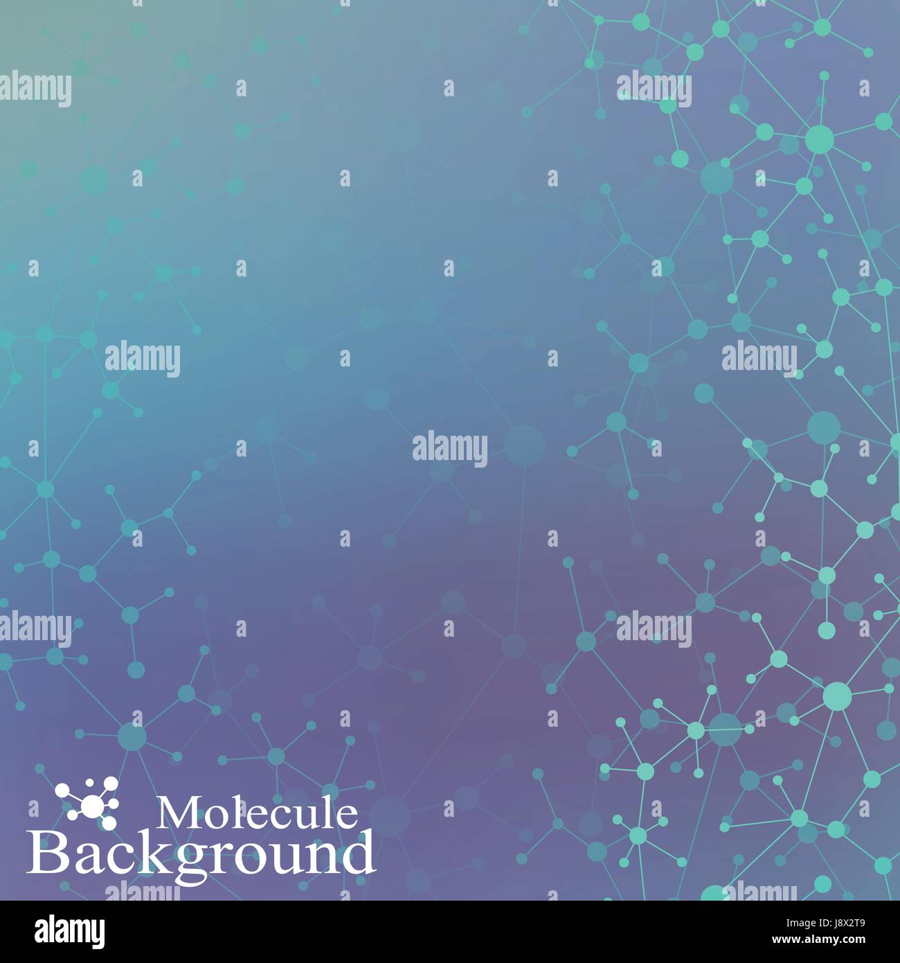 Molecule structure dna and communication background. Connected lines with dots. Concept of the science, connection, chemistry, biology, medicine, technology. Vector illustration Stock Vector