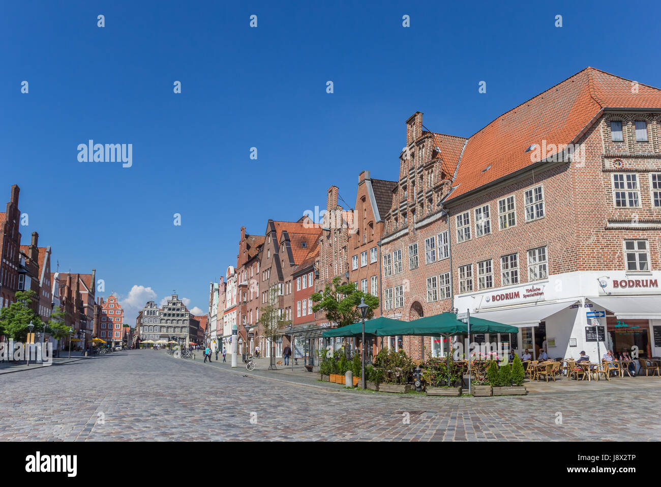 Restaurant at the central square of Luneburg, Germany Stock Photo