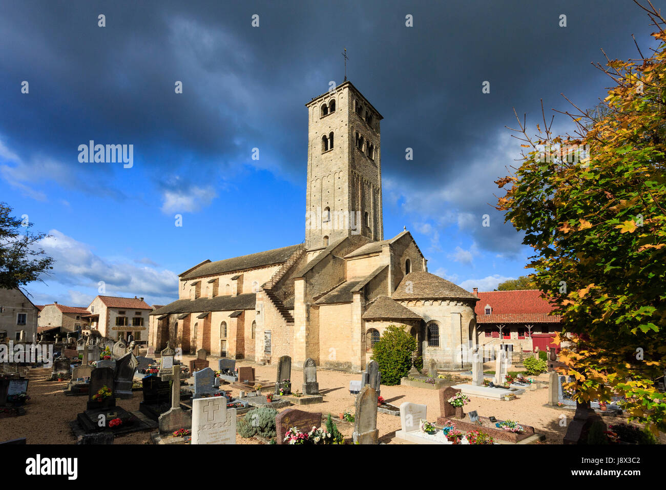 France, Saone et Loire, Chapaize, the church Stock Photo