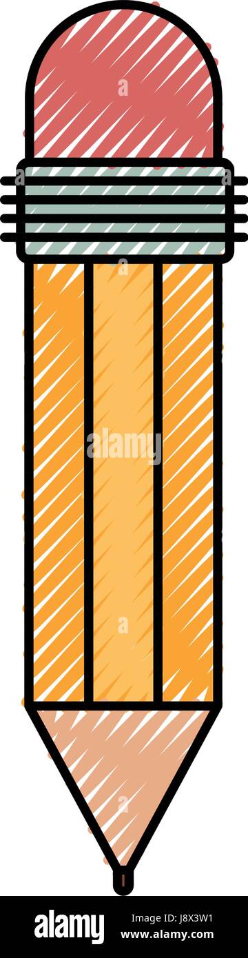 colored crayon silhouette of pencil with eraser Stock Vector Image ...