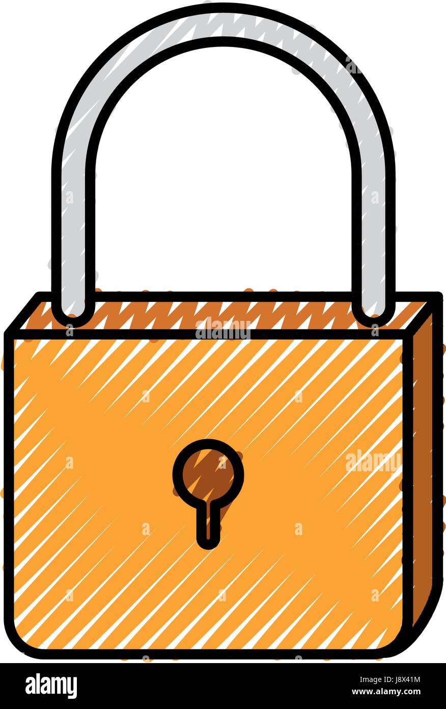 colored crayon silhouette of padlock icon Stock Vector Image & Art - Alamy