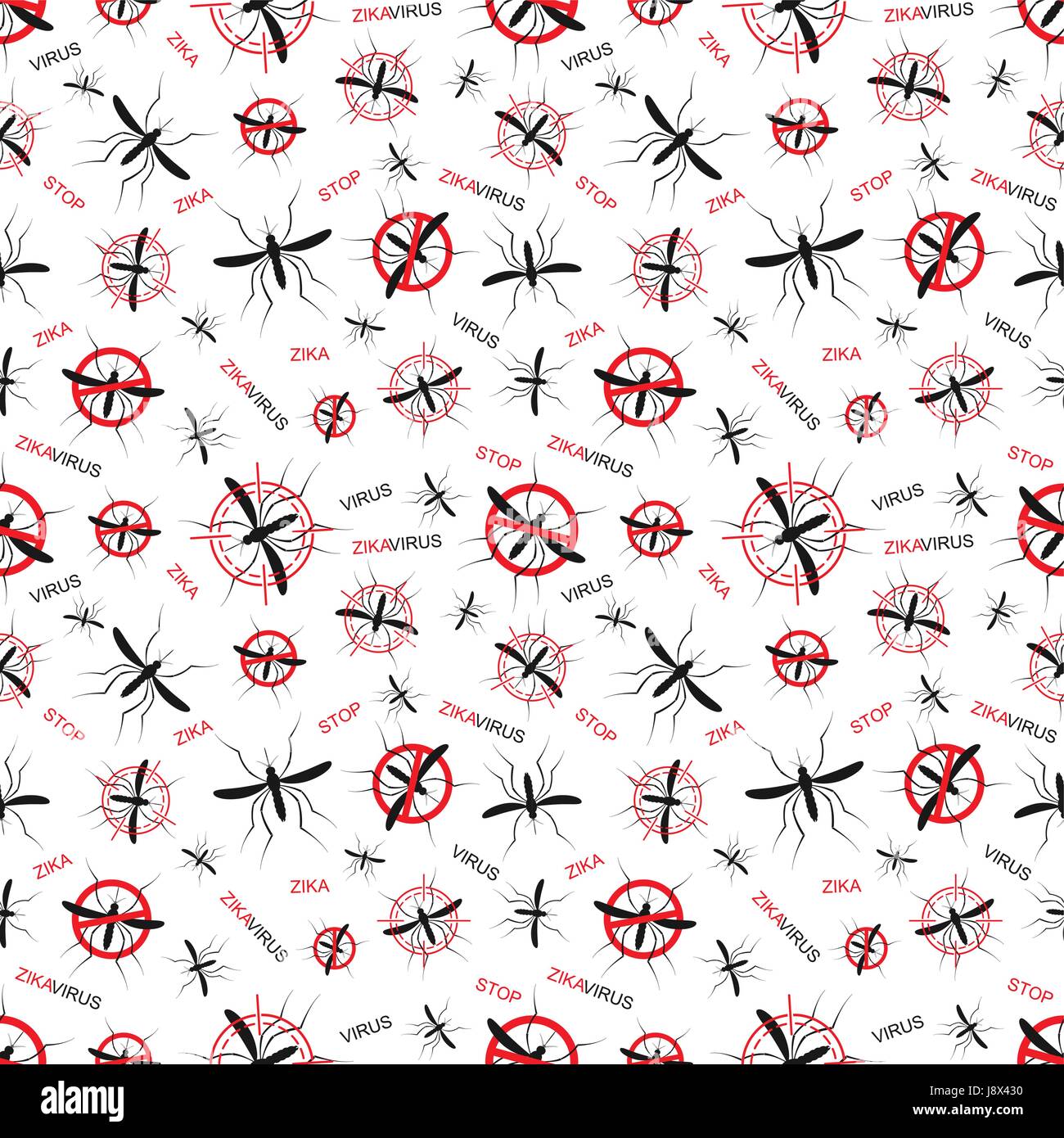 Zika virus seamless pattern . Mosquito vector illustration. Aedes