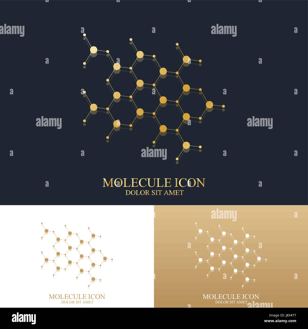 Modern set logotype icon dna and molecule. Molecule golden Logo. Vector ...