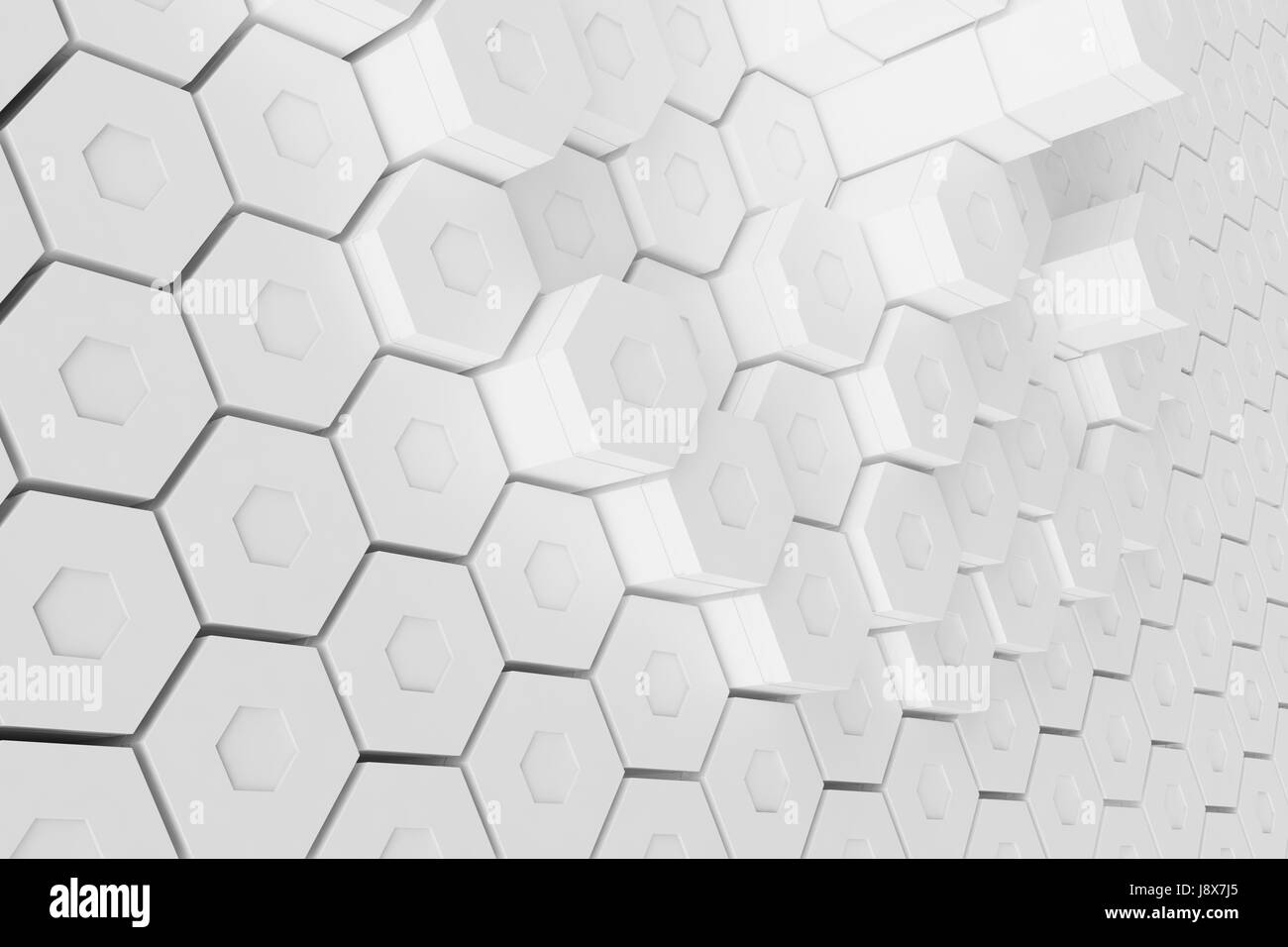 White geometric hexagonal abstract background. 3D rendering Stock Photo ...