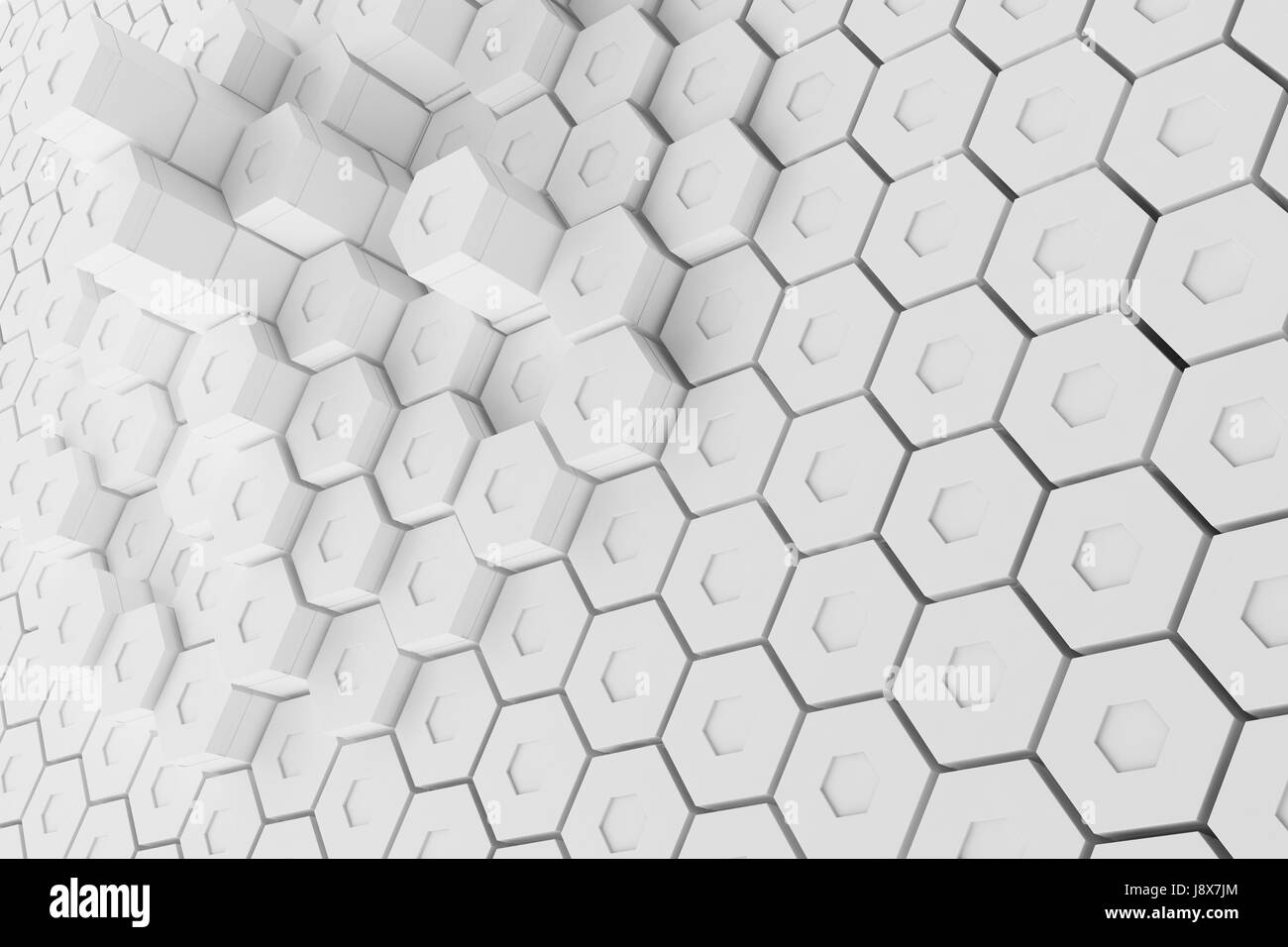 White geometric hexagonal abstract background. 3D rendering Stock Photo ...