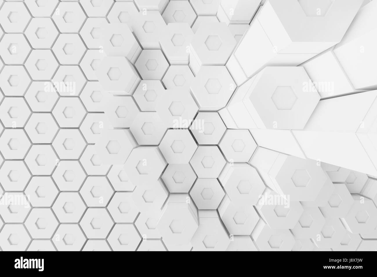 White geometric hexagonal abstract background. 3D rendering Stock Photo ...