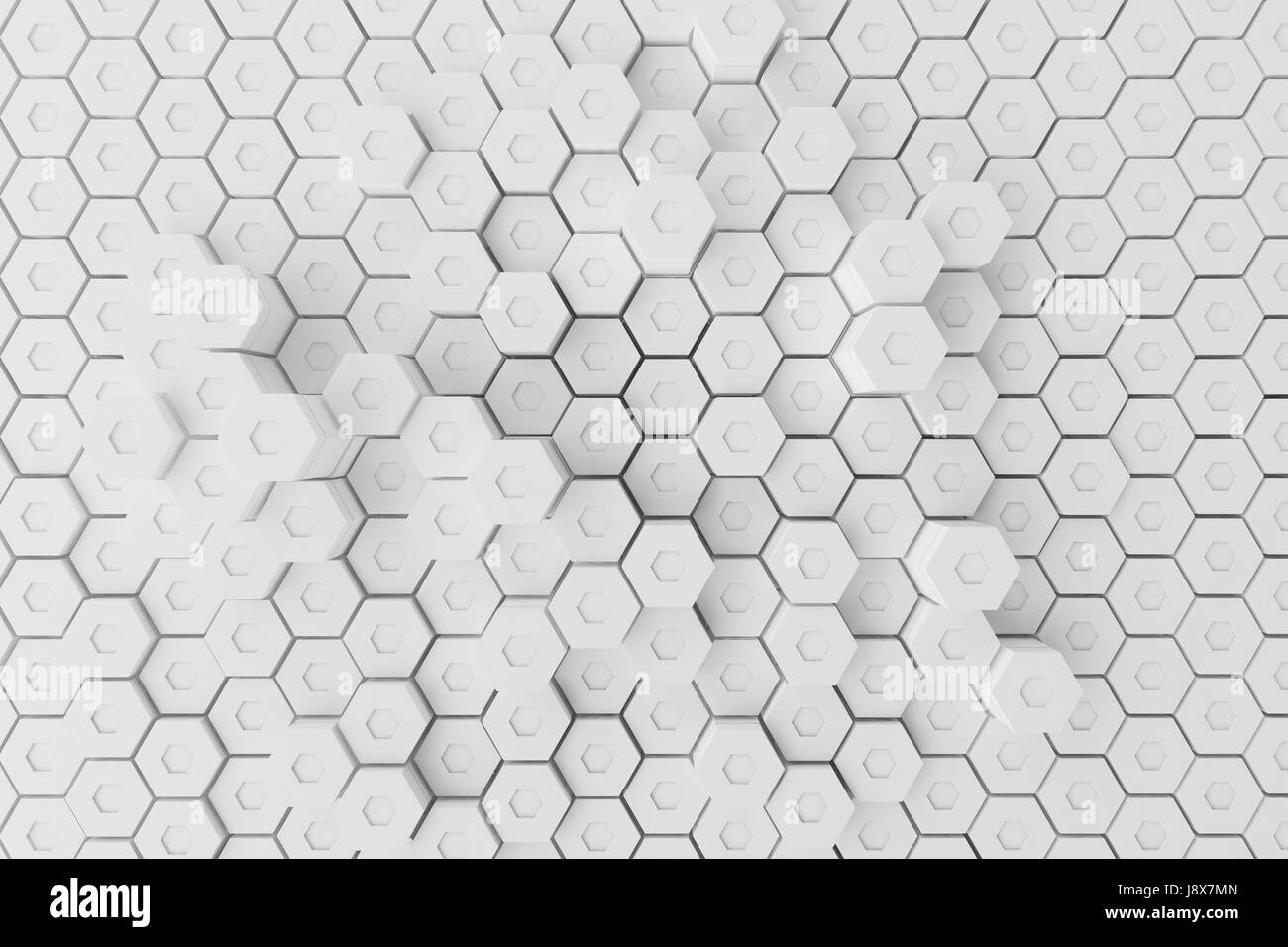White geometric hexagonal abstract background. 3D rendering Stock Photo ...