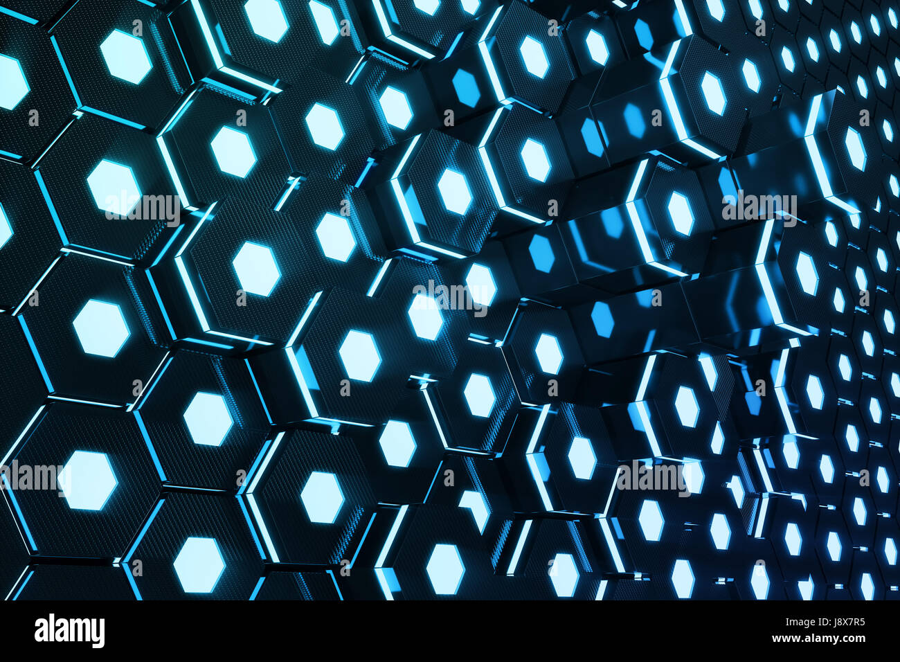Blue abstract hexagonal glowing background, futuristic concept. 3D ...