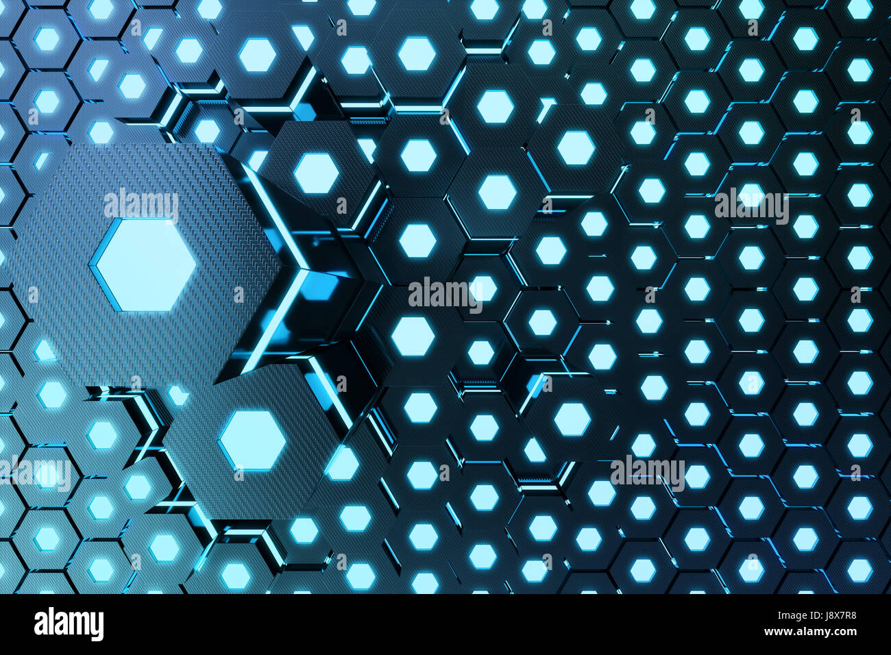 Blue abstract hexagonal glowing background, futuristic concept. 3D ...