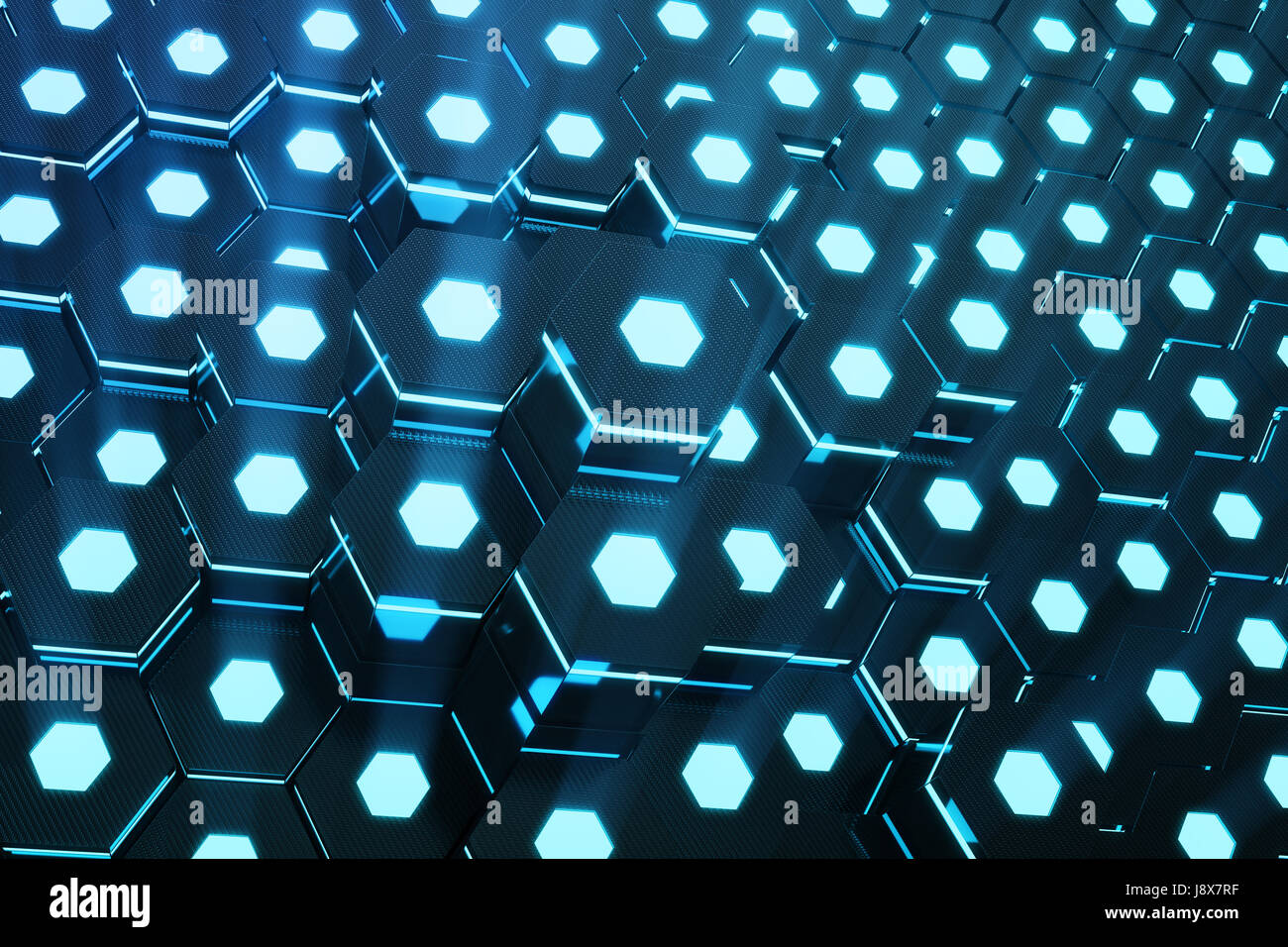 Blue abstract hexagonal glowing background, futuristic concept. 3D ...