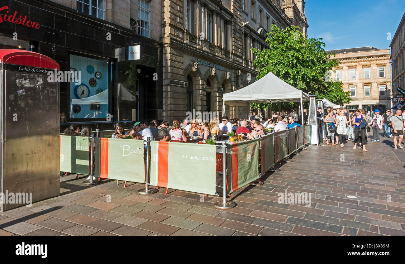 Cafe culture with eating and drinking in Gordon Street Glasgow Scotland