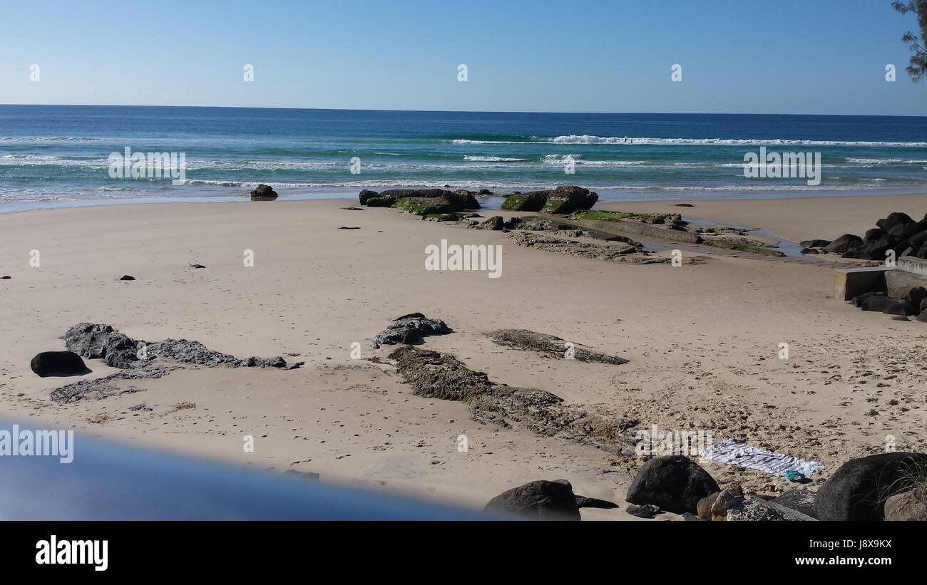 Day at the Beach: Kirra Beach, Queensland, Australia Stock Photo