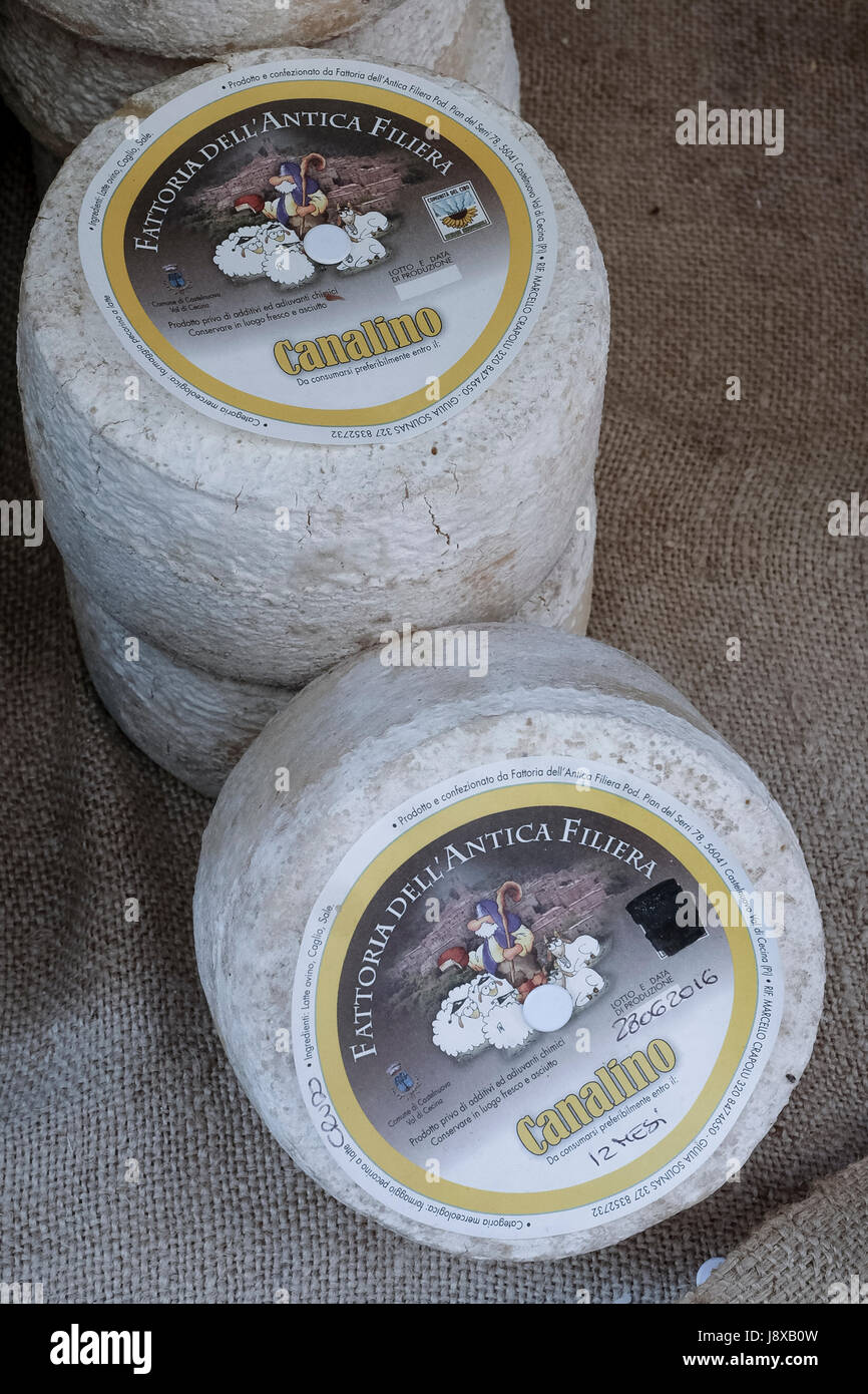 Typical pecorino cheese from Castelnuovo di Val Cecina,Tuscany,Italy,Europe Stock Photo