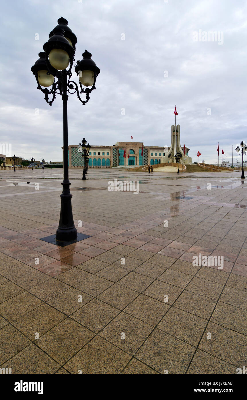 tourism, town hall, tunisia, capital, tower, houses, stone, tourism, town hall, Stock Photo
