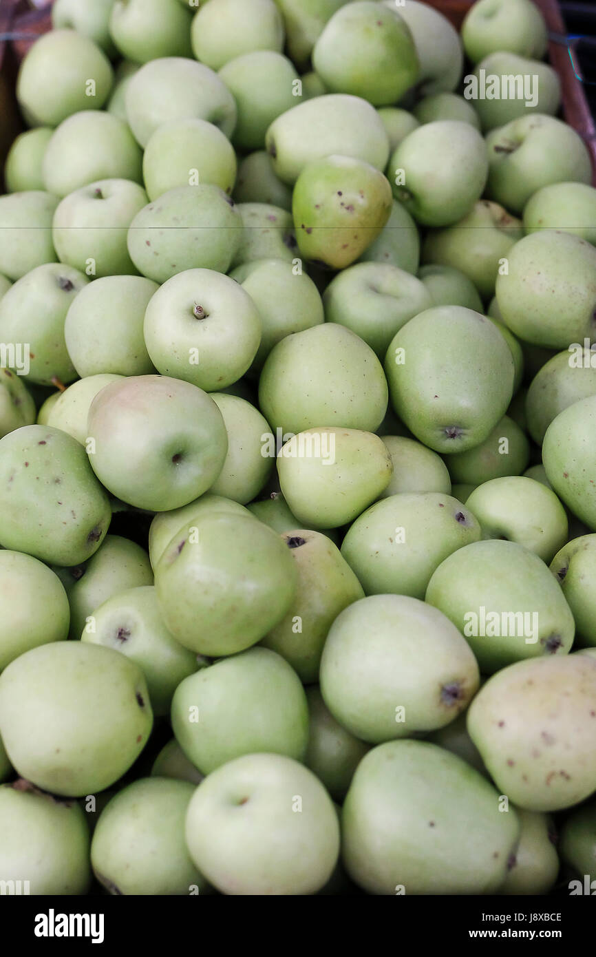 Etna heritage apples named 'Gelato Cola' from Zafferana Etnea,Sicily,Italy,Europe Stock Photo