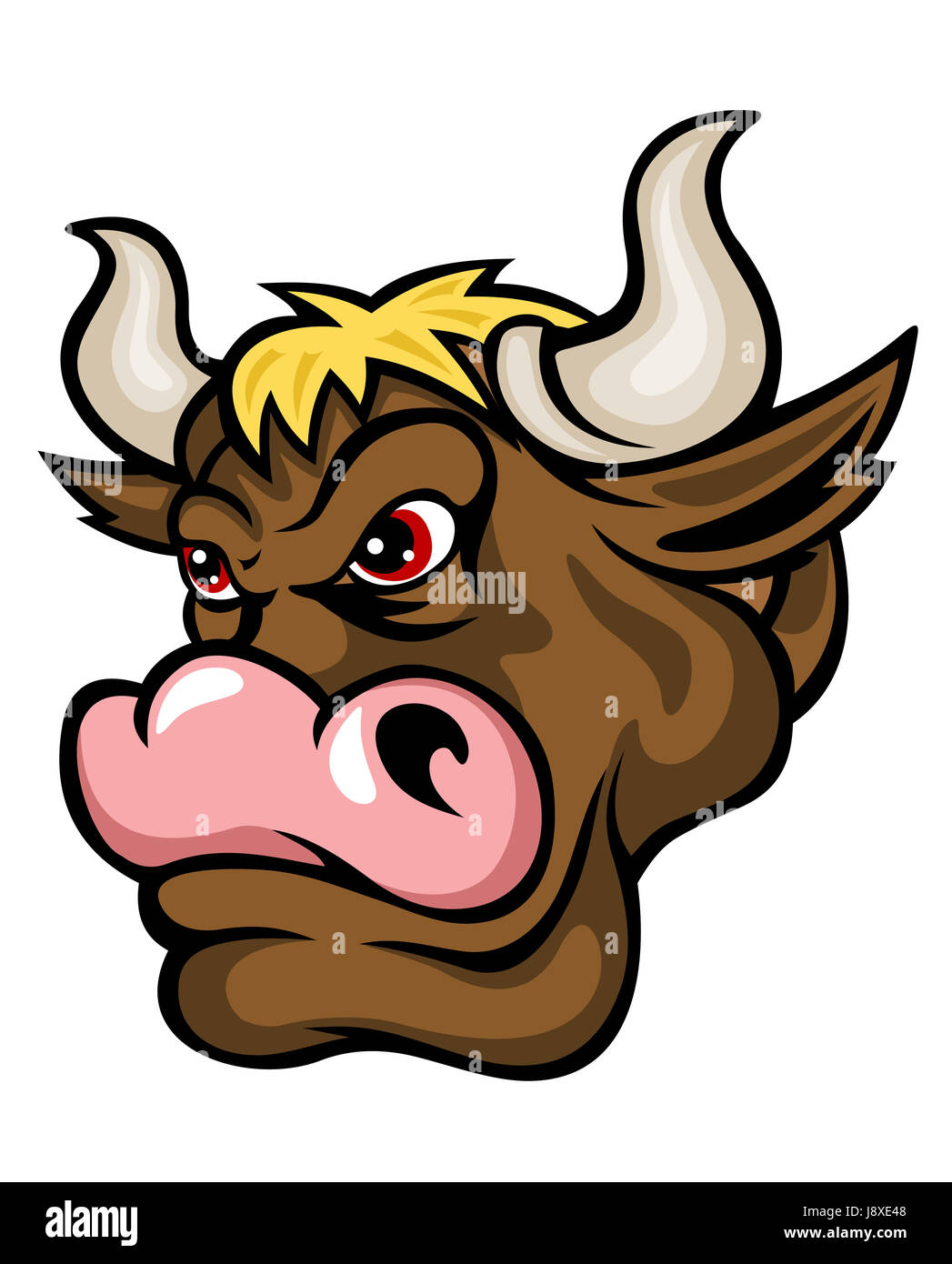 animal, mammal, bull, horn, cow, farm, cartoon, ox, danger, big, large, Stock Photo