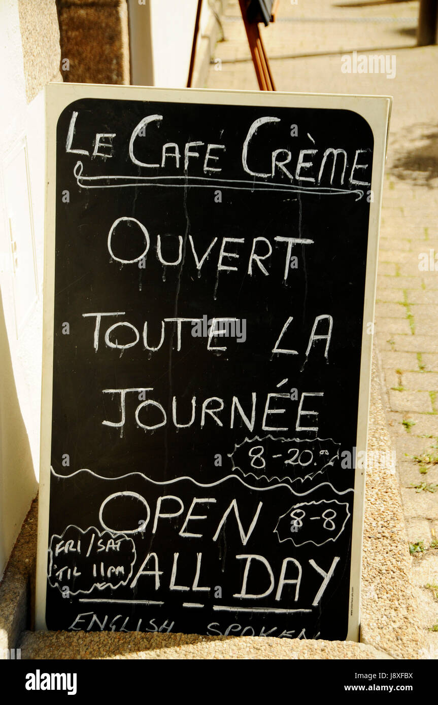 Cafe menu on chalkboard, France Stock Photo Alamy