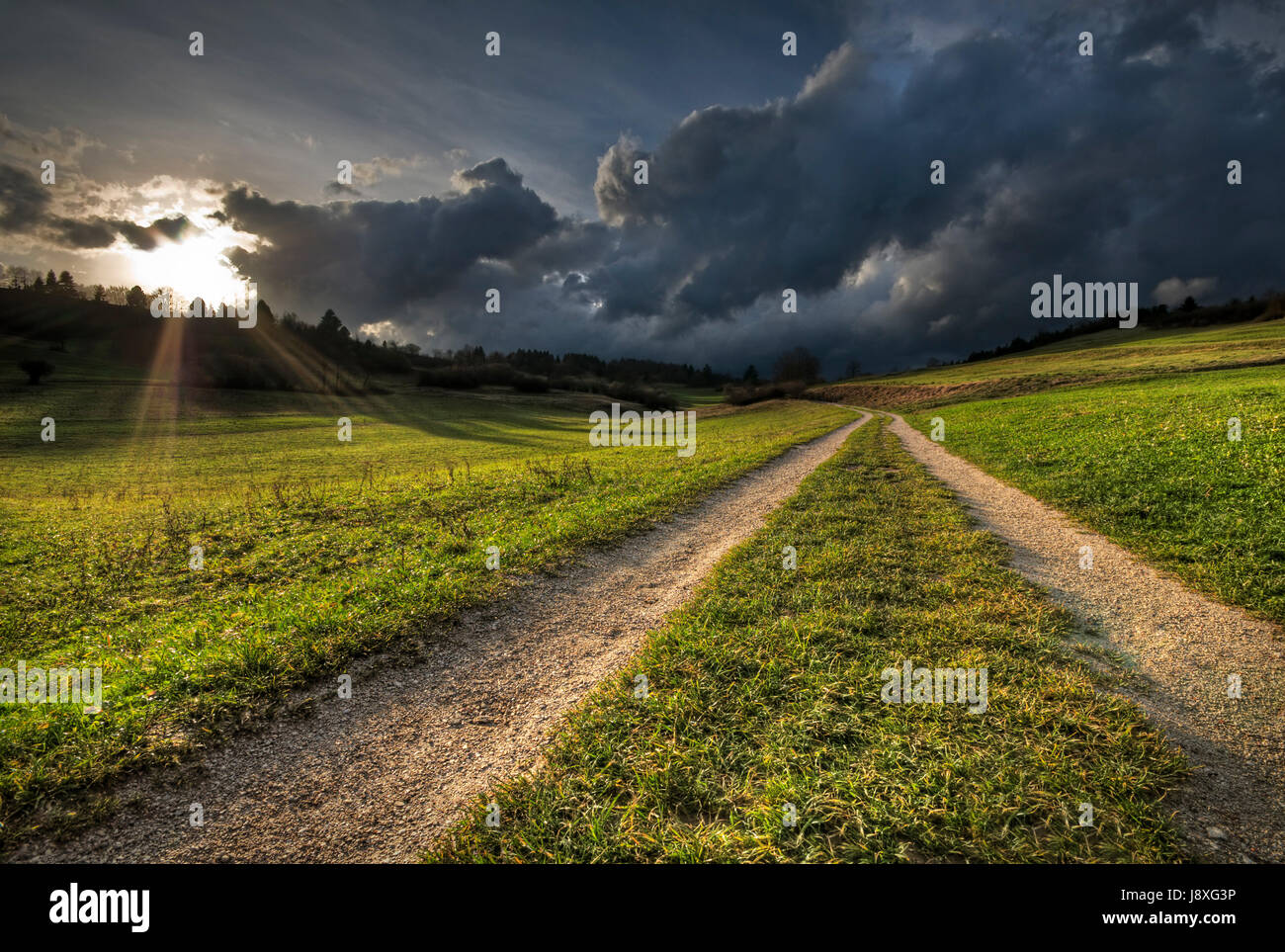 storm, landscape, scenery, countryside, nature, rainy, meadow, grass ...