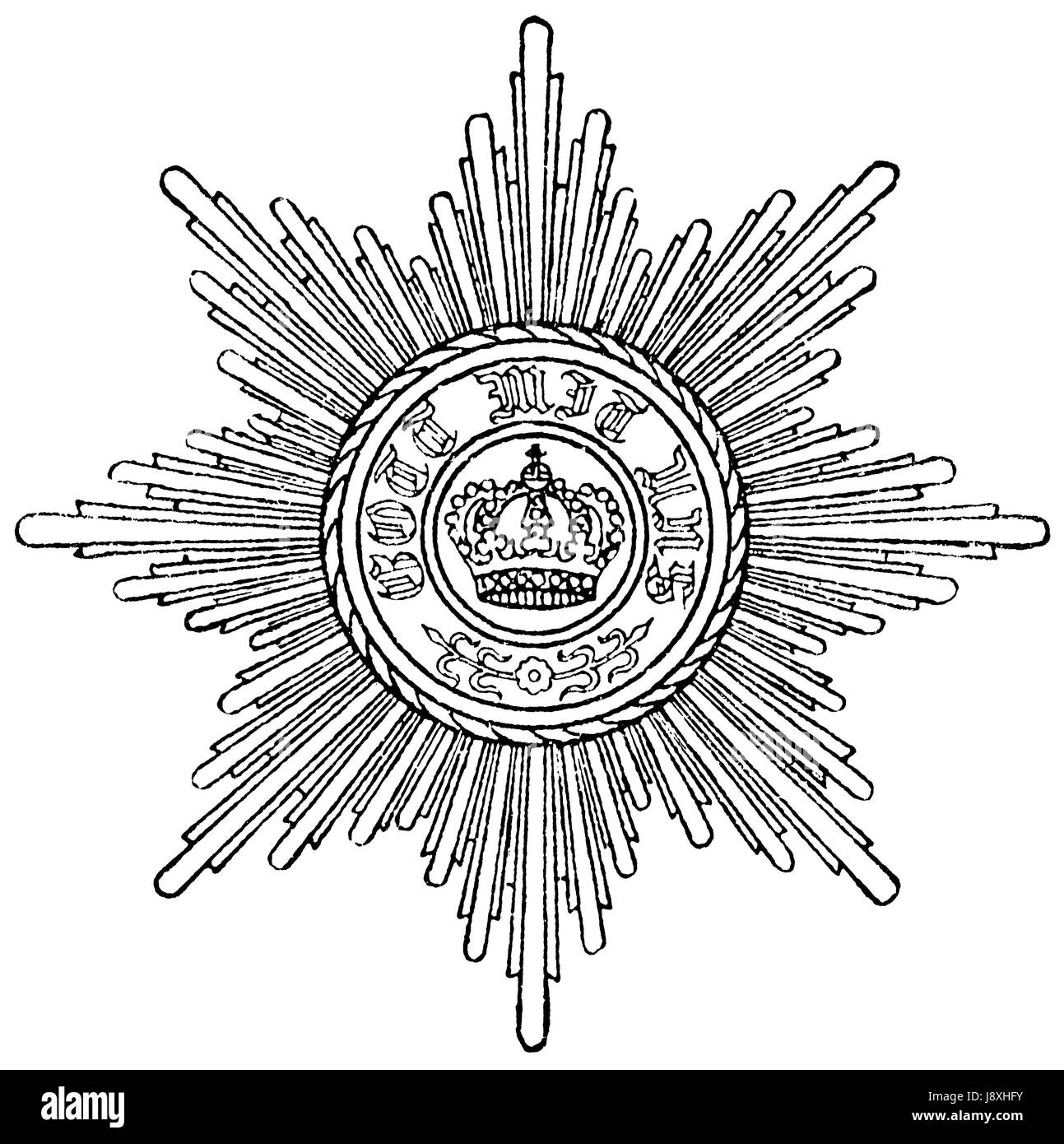 prussian, prussia, merit, kingdom, crown, star, order, emblem, black, swarthy, Stock Photo