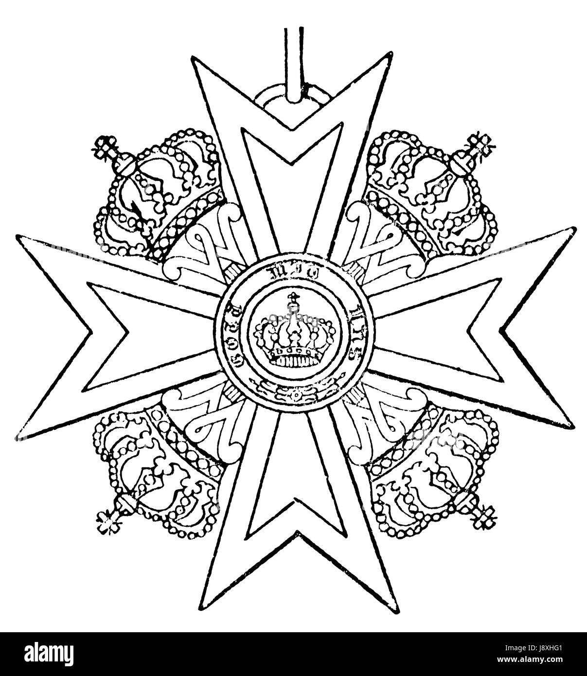 cross, prussian, prussia, merit, kingdom, crown, order, emblem, cross, black, Stock Photo