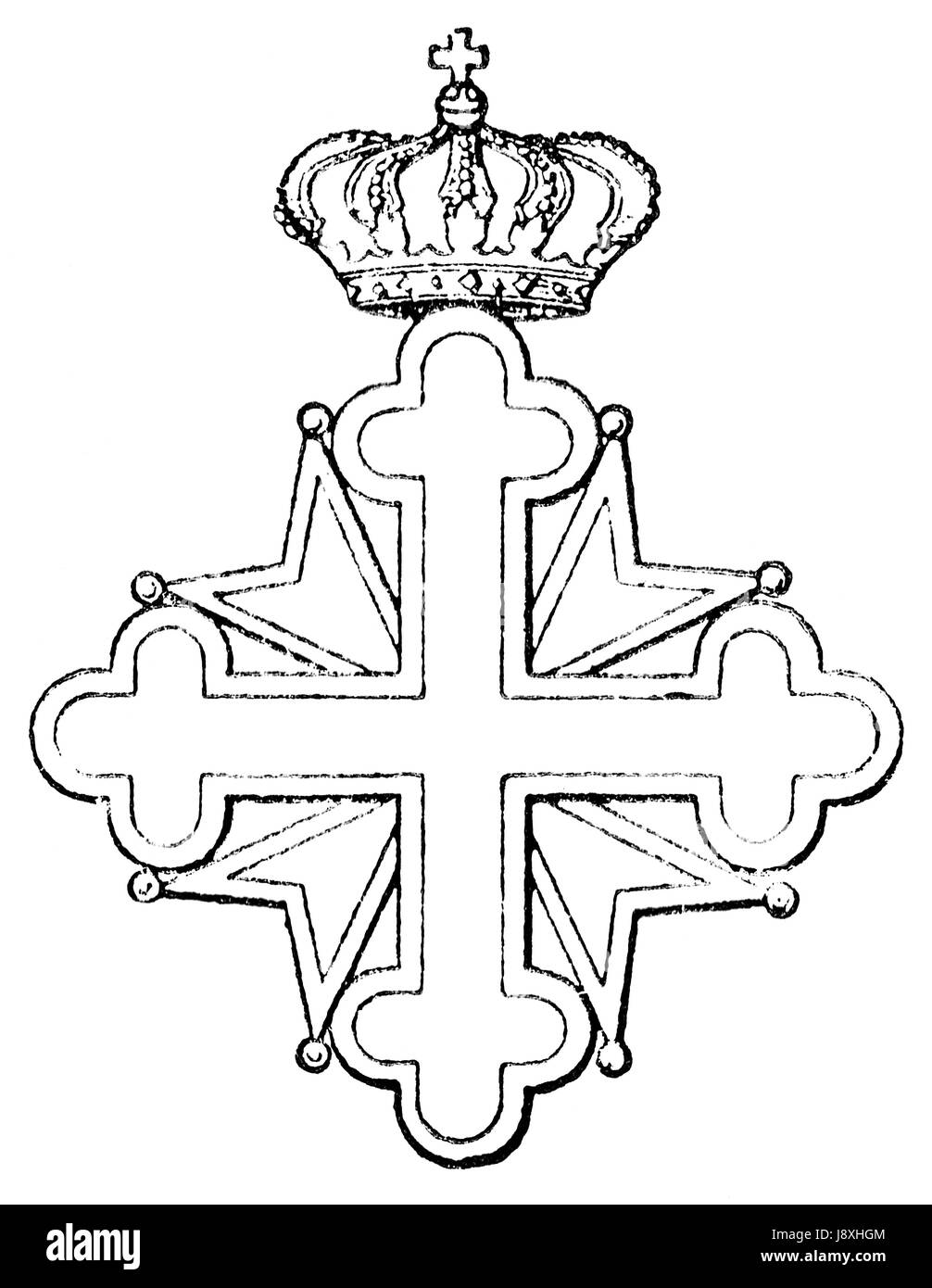 cross, savoy, chivalry, royal, crown, order, emblem, cross, black, swarthy, Stock Photo