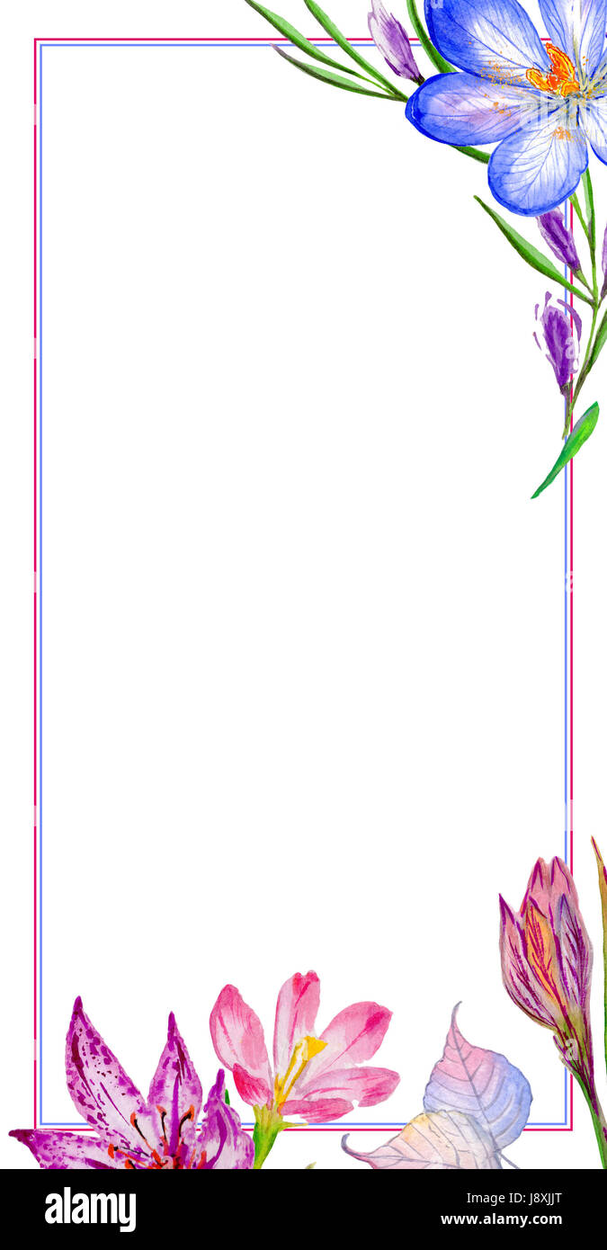 Wedding Invitation Diy Template Crocuses Handmade Watercolor Stock