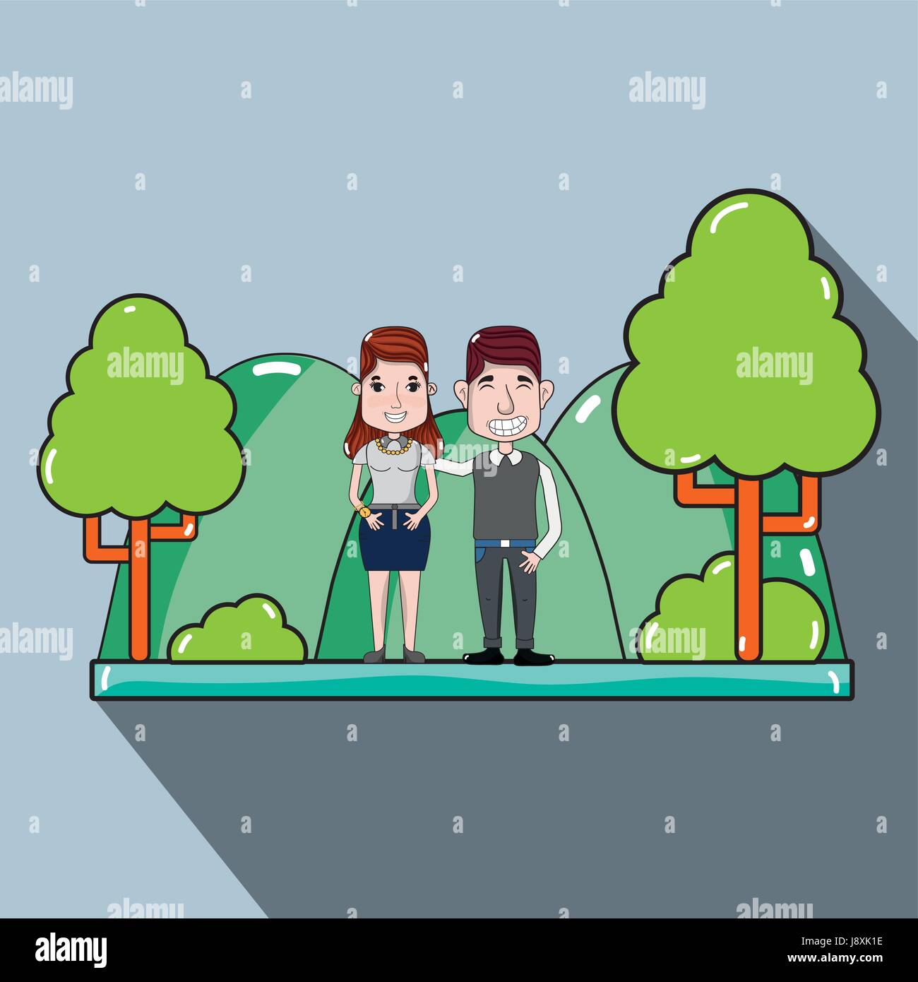 cute couple in the park with casual clothes Stock Vector Image & Art ...