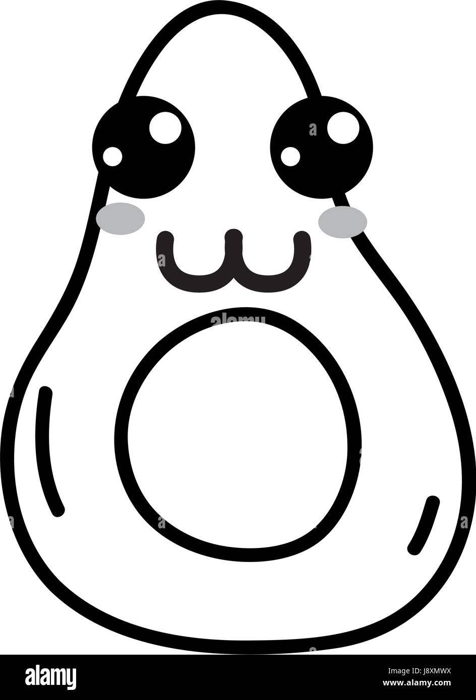 line kawaii cute happy avocado fruit Stock Vector Image & Art - Alamy