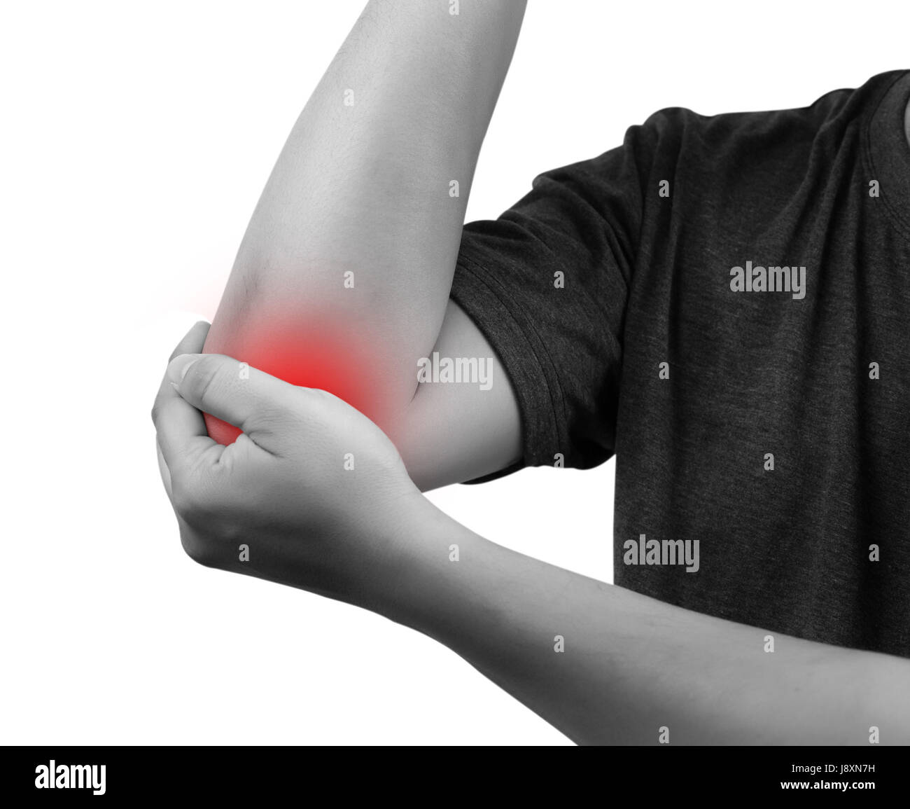 man feeling the pain elbow bones injury and Arm pain Stock Photo Alamy