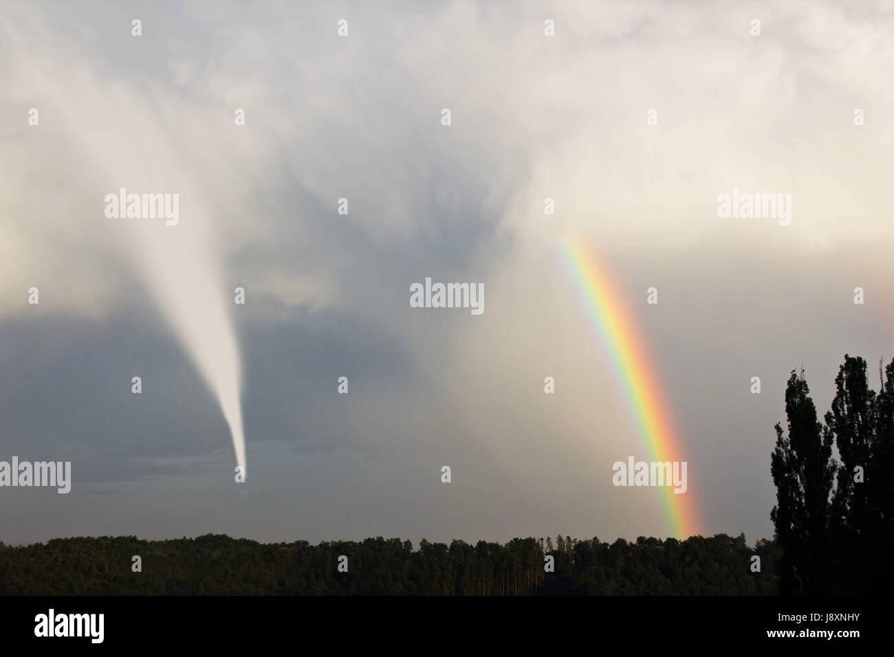 thunder-storm, thunderstorm, thundreous, rainbow, tornado, funnel, weather, Stock Photo