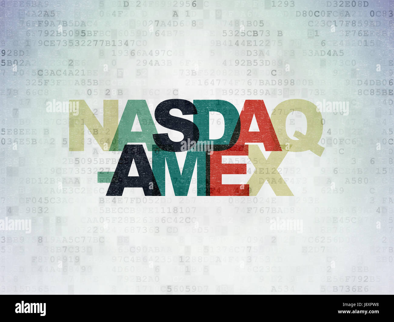 Stock market indexes concept: NASDAQ-AMEX on Digital Data Paper background Stock Photo
