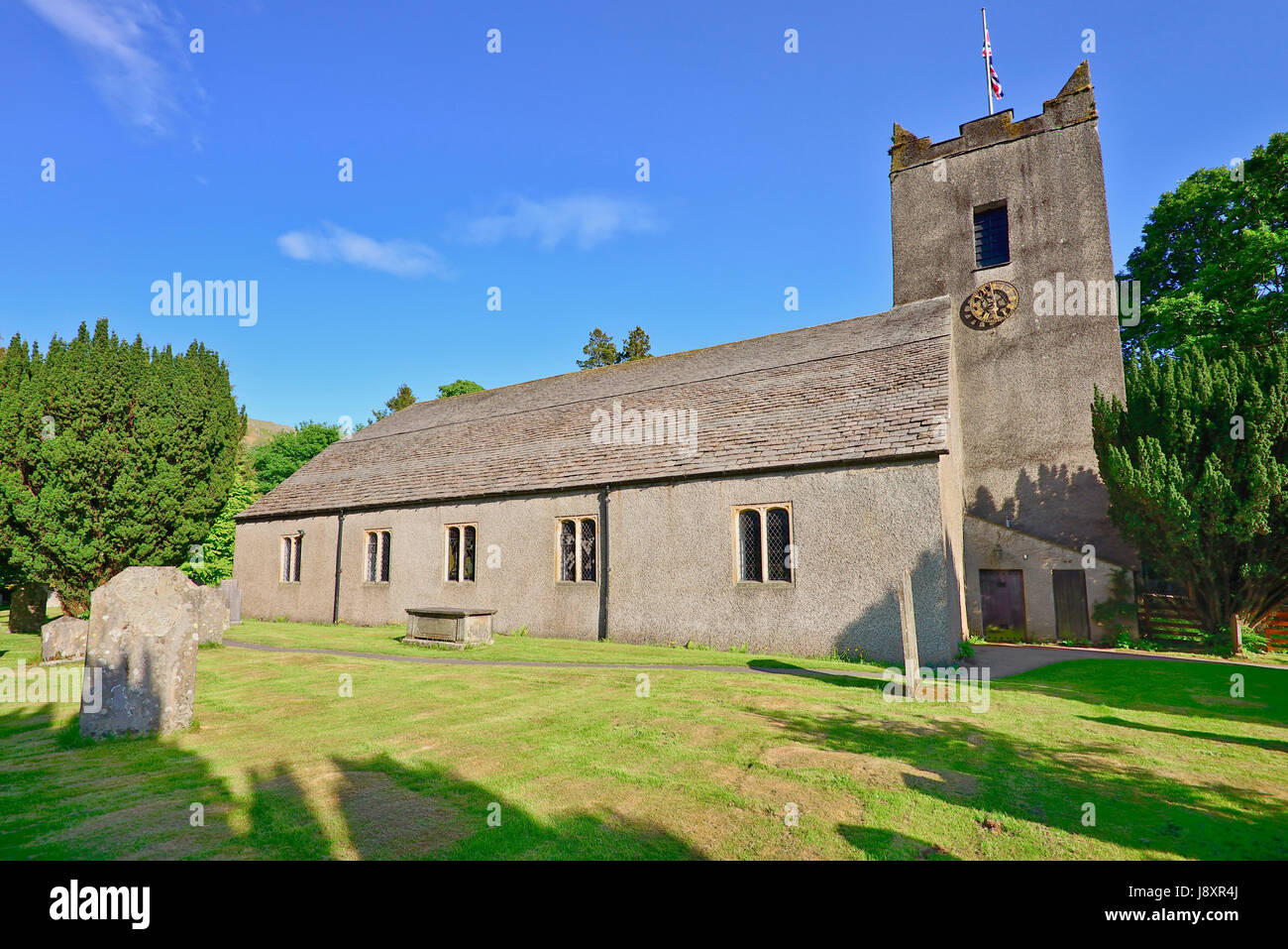 England, Cumbria, English Lake District, Grasmere, St Oswald's Church. Stock Photo