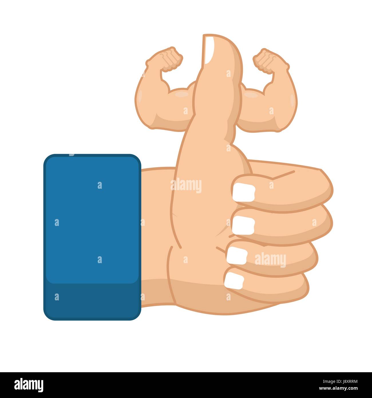 Like Fitness. Strong Thumbs up with big muscles. Powerful hand. Symbol ...