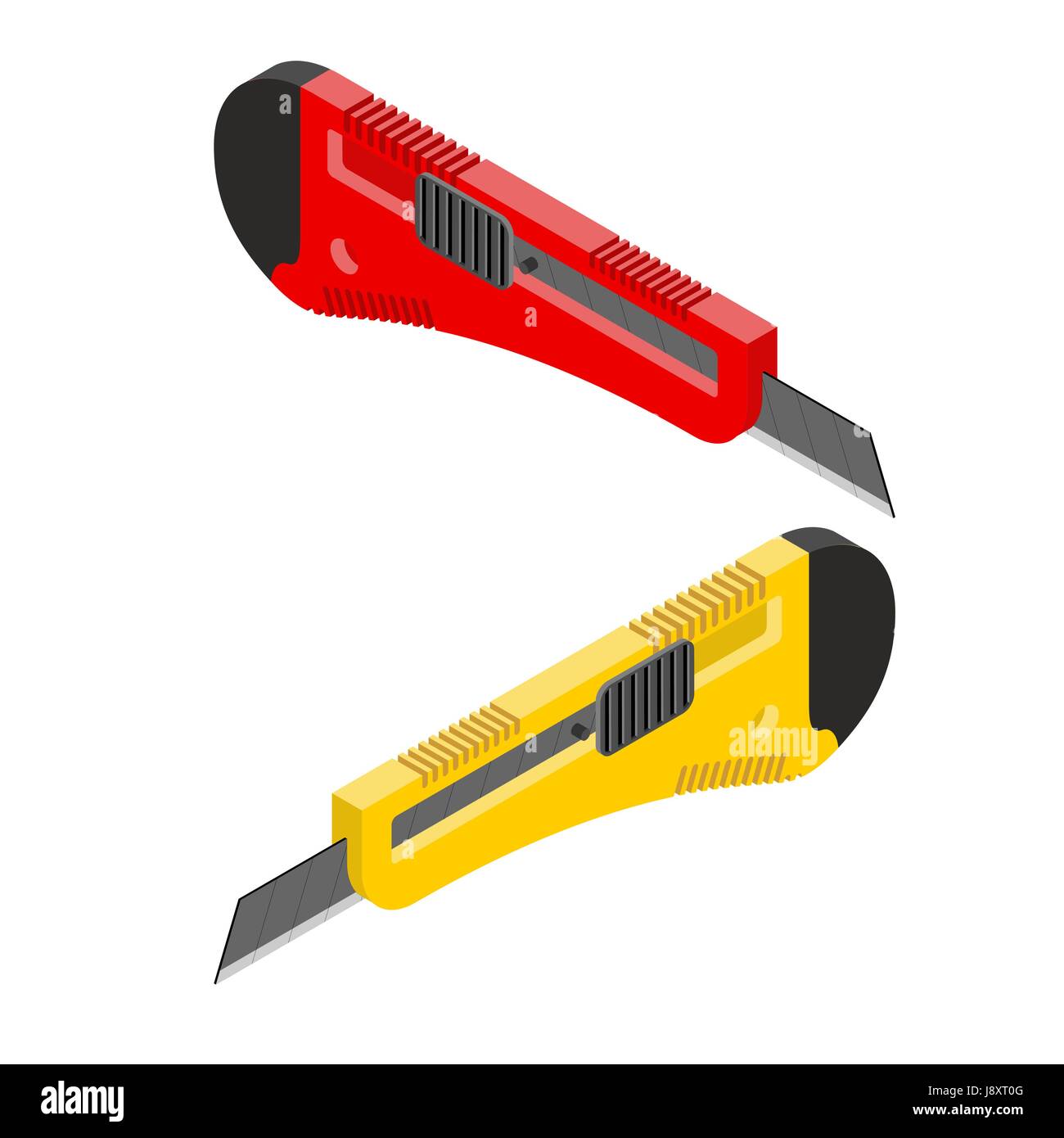 Stationery knife isometrics. Office paper cutter Stock Vector Image