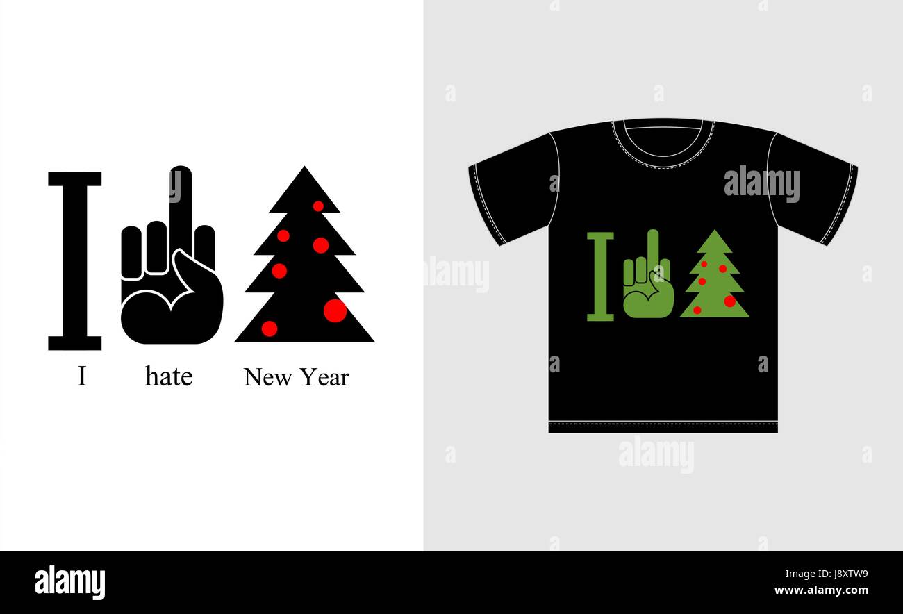 I hate new year. Fuck and Christmas tree. Logo for t-shirts bully and punk,  Antisocial personality Stock Vector Image & Art - Alamy