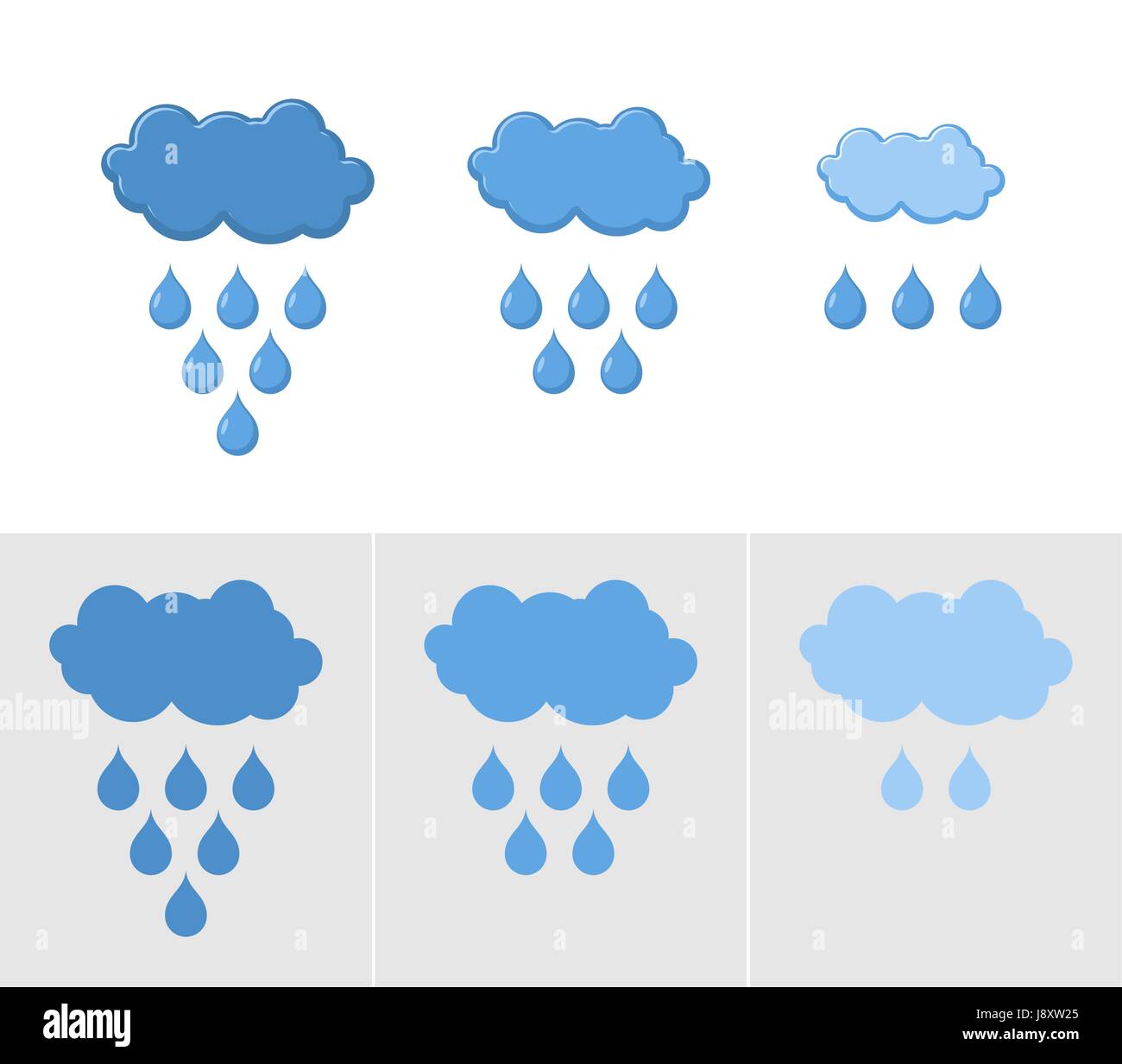 Clouds and rain. Set of icons for rain. Vector illustration for weather ...