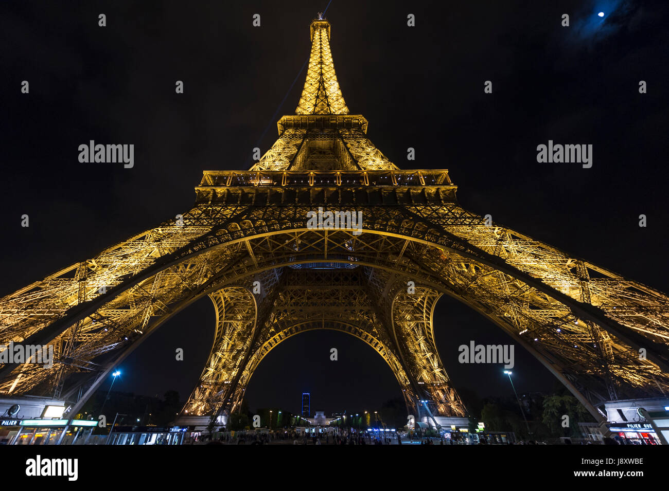 Eiffel Tower illuminated at night Stock Photo