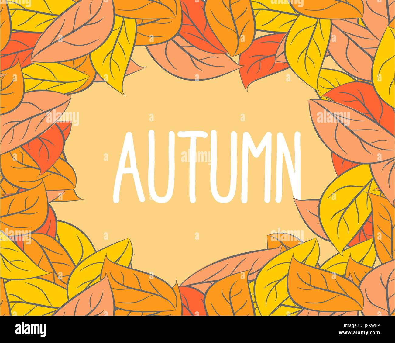 Autumn. Frame wilted leaves. Yellow and orange foliage of trees. Vector ...