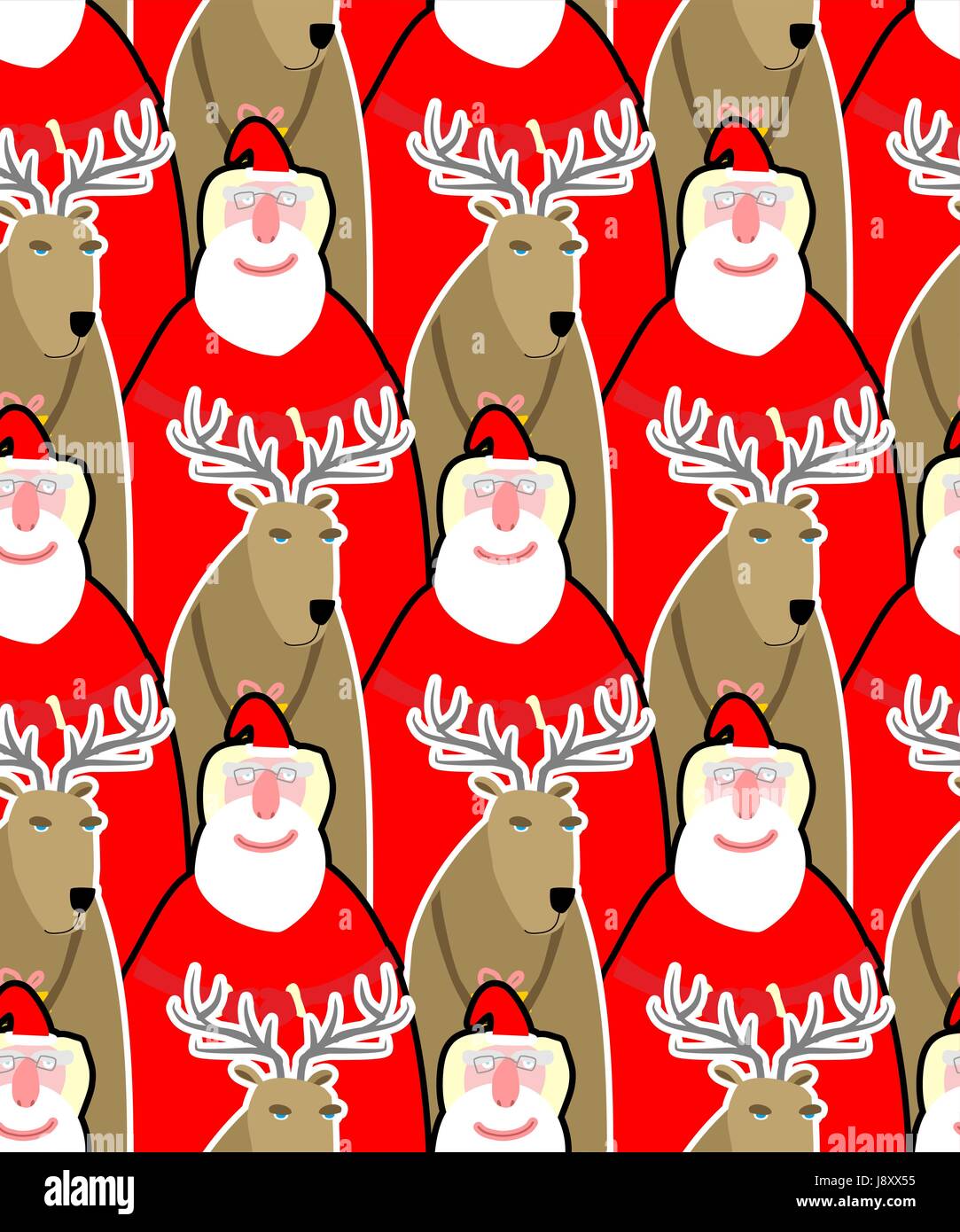Santa Claus and reindeer seamless background. Vector ornament from ...