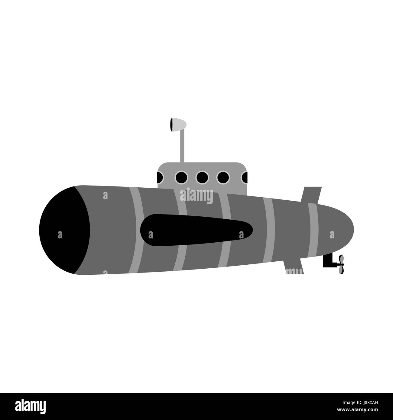 Retro submarine. Ship to swim underwater with periscope. Stock Vector