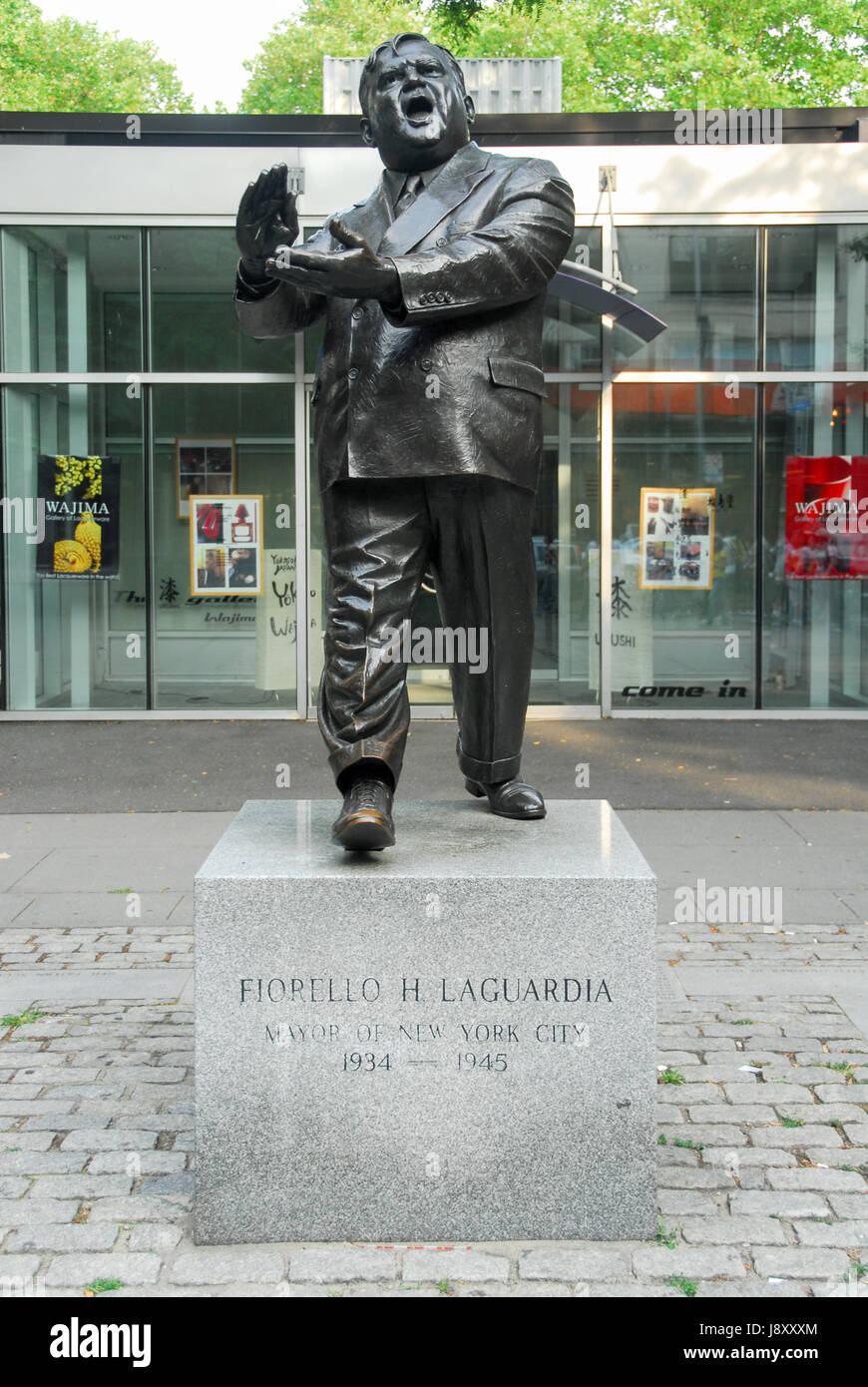 Sculpture of Mayor Fiorello H. La Guardia in Greenwich Village, New York City. Stock Photo