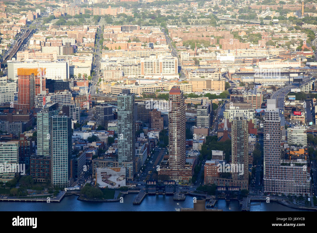 aerial view of long island city queens New York City USA Stock Photo