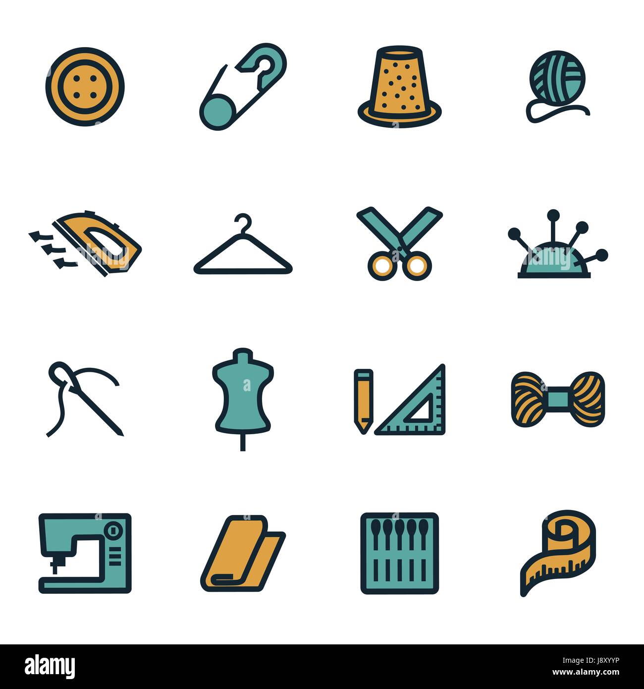 Vector flat sewing icons set on white background Stock Vector Image ...