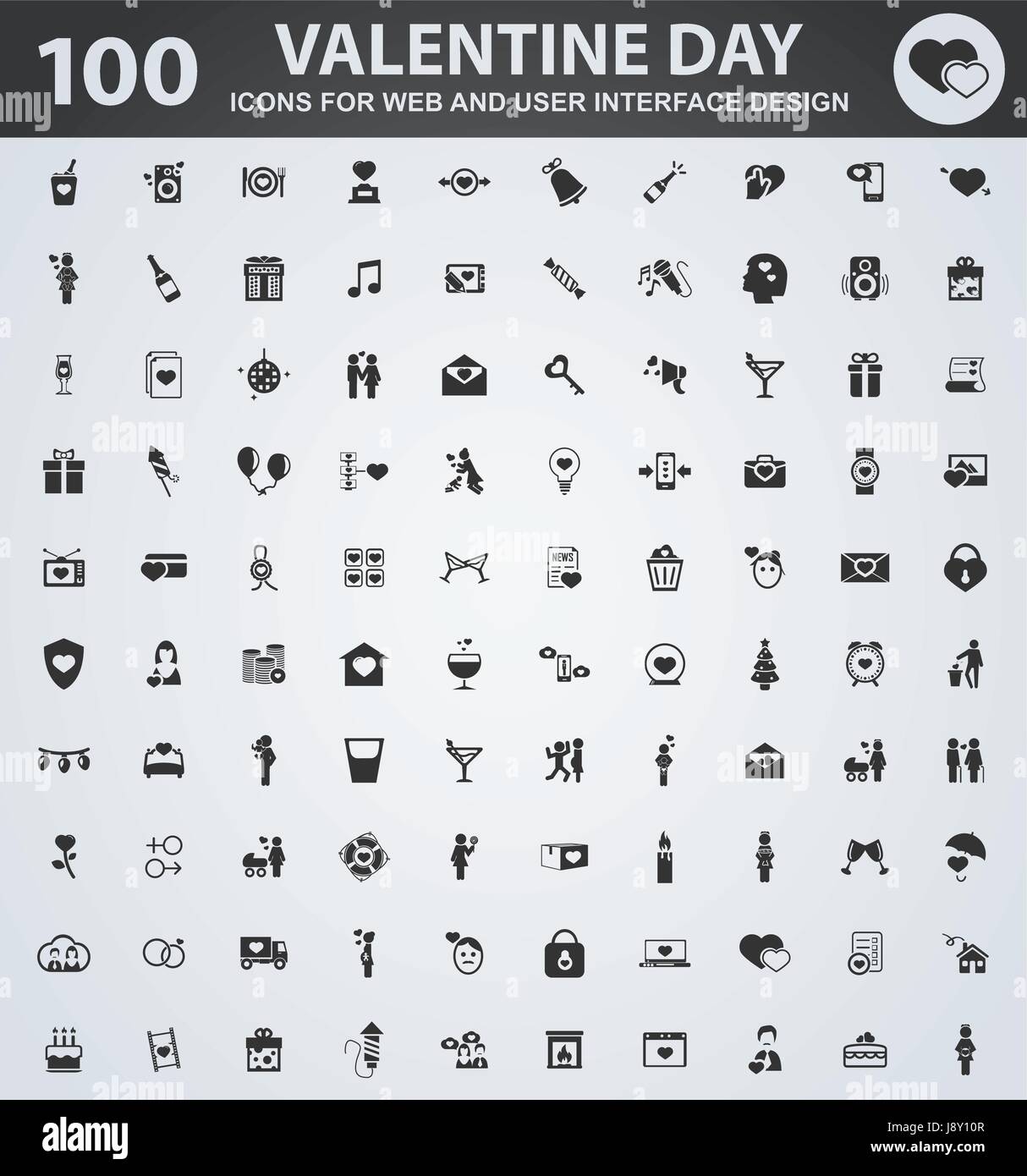 Valentine day icons for web and user interface design Stock Vector ...