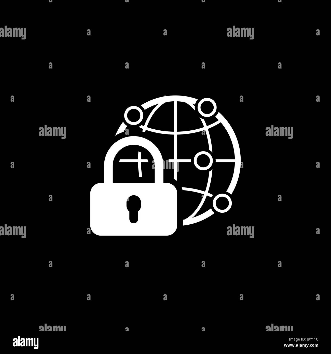 Global Security Icon. Flat Design. Stock Vector